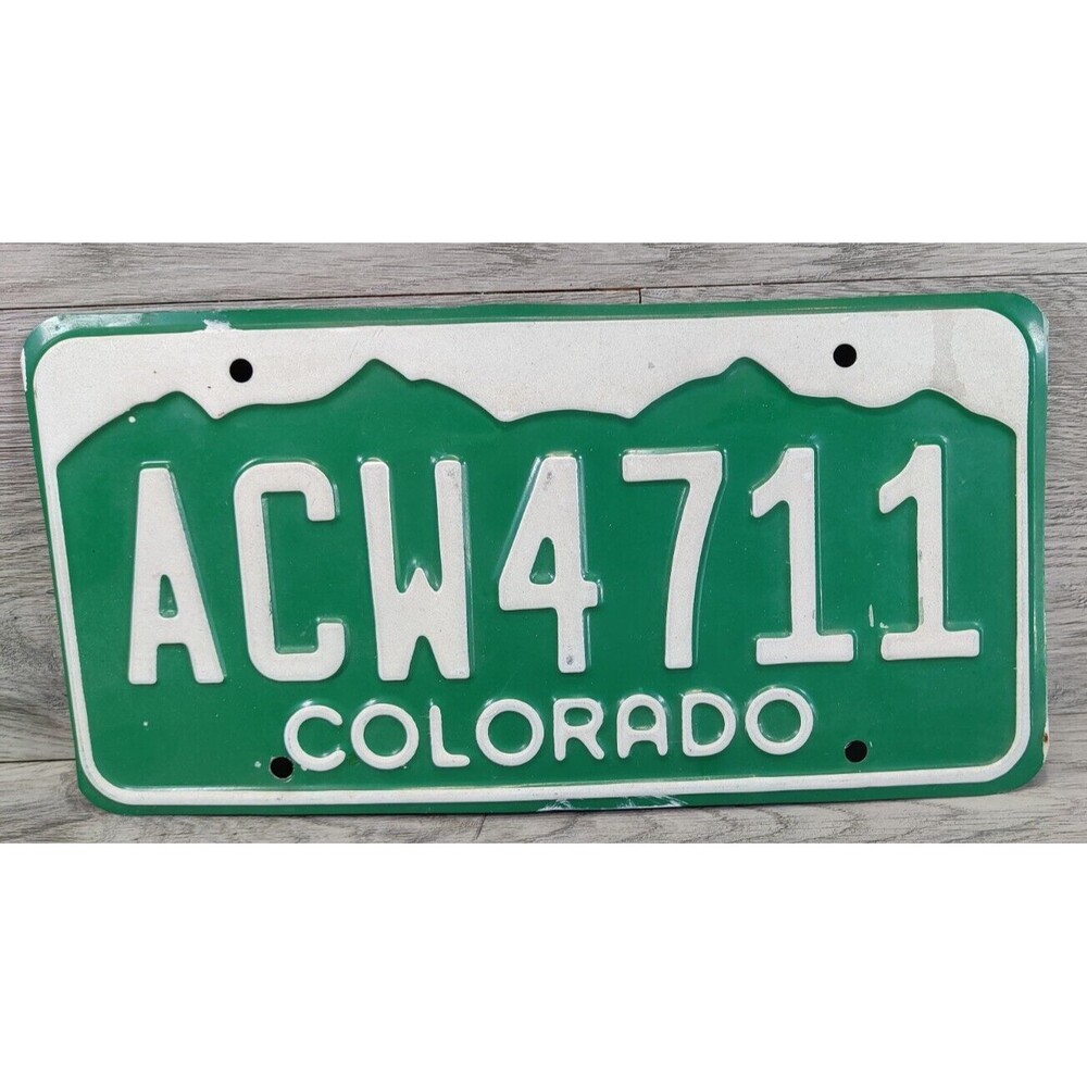 Vtg Colorado License Plate ACW4711 Old Car Garage Mancave Collectible Decorative